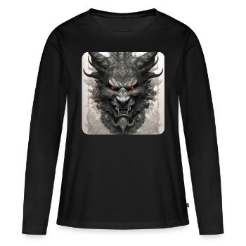 Grimace démoniaque avec des yeux rougeoyants - T-shirt manches longues Premium bio Femme - noir - Devant - Julia (174cm)