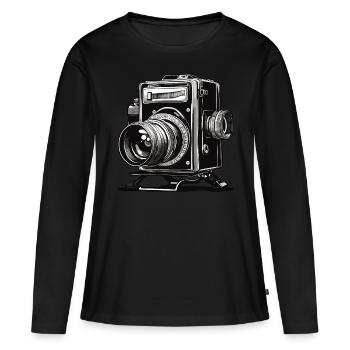 Kamera / Fotoapperat / Foto / Bild / Aufnahme - Frauen Premium Bio Langarmshirt - Schwarz - Vorne - Julia (174cm)