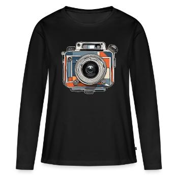 Appareil photo / Photo / Photo / Image / Enregistrement - T-shirt manches longues Premium bio Femme - noir - Devant - Julia (174cm)