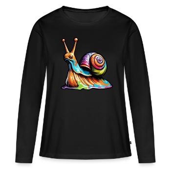 Escargot / Animal / Ramper / Visqueux / Lent - T-shirt manches longues Premium bio Femme - noir - Devant - Julia (174cm)