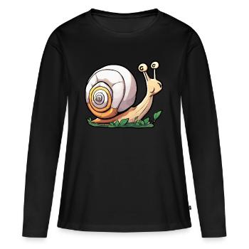 Escargot / Animal / Ramper / Visqueux / Lent - T-shirt manches longues Premium bio Femme - noir - Devant - Julia (174cm)