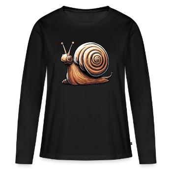 Escargot / Animal / Ramper / Visqueux / Lent - T-shirt manches longues Premium bio Femme - noir - Devant - Julia (174cm)