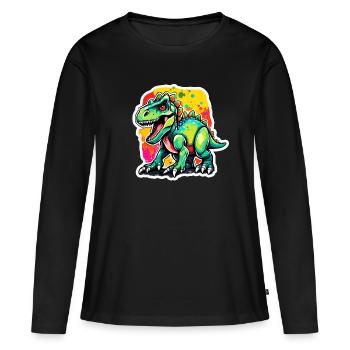 Dinosaurier / Tier / Urzeit / Reptil / Jungs - Frauen Premium Bio Langarmshirt - Schwarz - Vorne - Julia (174cm)