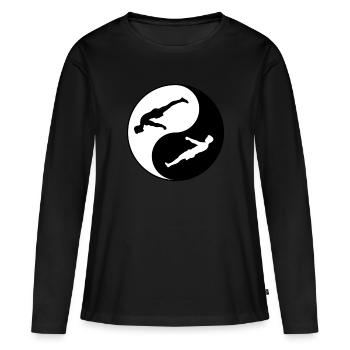 Planche de gymnastique suédoise yin et yang et levier avant - T-shirt manches longues Premium bio Femme - noir - Devant - Julia (174cm)