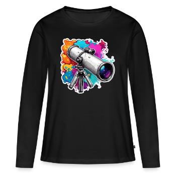 Télescope / Télescope / Astronomie / Ciel étoilé - T-shirt manches longues Premium bio Femme - noir - Devant - Julia (174cm)