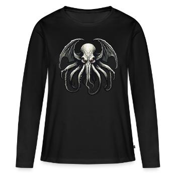 Cthulhu / Démon / Fantastique / Horreur / Tentacule - T-shirt manches longues Premium bio Femme - noir - Devant - Julia (174cm)