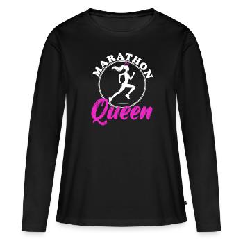 Marathon Queen weiß - Frauen Premium Bio Langarmshirt - Schwarz - Vorne - Julia (174cm)