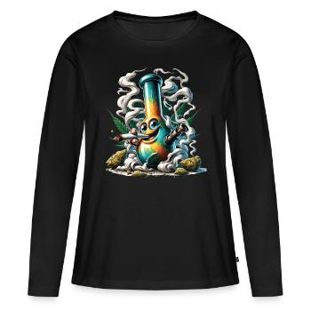 Un bang qui fume un joint de cannabis - T-shirt manches longues Premium bio Femme - noir - Devant - Julia (174cm)