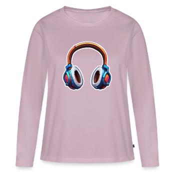 Casque / Audio / Musique / Son / Studio / Cool - T-shirt manches longues Premium bio Femme - rose poudré - Devant - Julia (174cm)