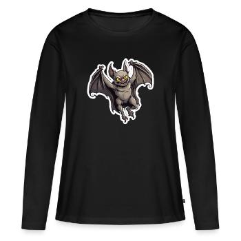 Fledermaus / Vampir / Dracula / Tier / Halloween - Frauen Premium Bio Langarmshirt - Schwarz - Vorne - Julia (174cm)