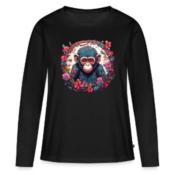 Monkey / Animal / Zoo / Chimpanzee / Wild / Comic - Women's Premium Organic Long Sleeve Shirt - black - Front - Julia (174cm)