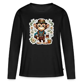 Lederhosen / Animal / Traditional costume / Tradition / Monkey - Women's Premium Organic Long Sleeve Shirt - black - Front - Julia (174cm)