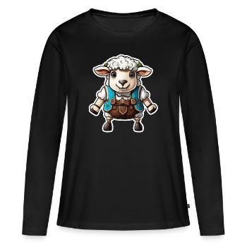 Lederhosen / Animal / Traditional costume / Tradition / Sheep - Women's Premium Organic Long Sleeve Shirt - black - Front - Julia (174cm)