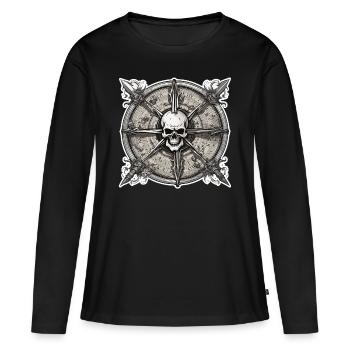 Boussole / Direction cardinale / Voyage / Survie - T-shirt manches longues Premium bio Femme - noir - Devant - Julia (174cm)