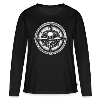 Boussole / Direction cardinale / Voyage / Survie - T-shirt manches longues Premium bio Femme - noir - Devant - Julia (174cm)