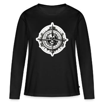 Boussole / Direction cardinale / Voyage / Survie - T-shirt manches longues Premium bio Femme - noir - Devant - Julia (174cm)