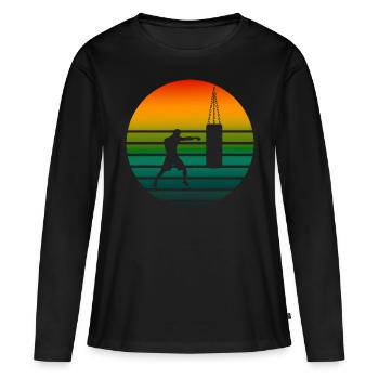 Boxen Vintage Boxsport Kampfsport - Frauen Premium Bio Langarmshirt - Schwarz - Vorne - Julia (174cm)