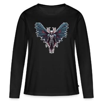 Mothman / Motte / Insekt / Fabelwesen / Flatterer - Frauen Premium Bio Langarmshirt - Schwarz - Vorne - Julia (174cm)
