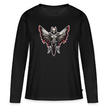 Mothman / Motte / Insekt / Fabelwesen / Flatterer - Frauen Premium Bio Langarmshirt - Schwarz - Vorne - Julia (174cm)
