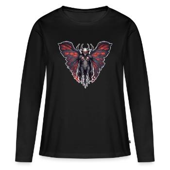 Mothman / Motte / Insekt / Fabelwesen / Flatterer - Frauen Premium Bio Langarmshirt - Schwarz - Vorne - Julia (174cm)