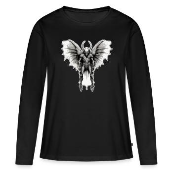 Mothman / Motte / Insekt / Fabelwesen / Flatterer - Frauen Premium Bio Langarmshirt - Schwarz - Vorne - Julia (174cm)