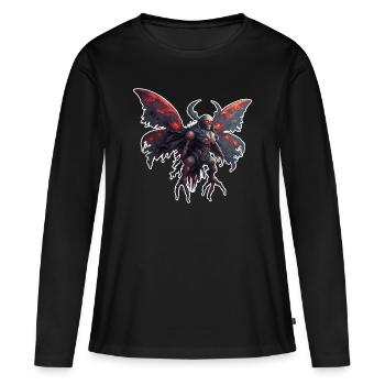Mothman / Motte / Insekt / Fabelwesen / Flatterer - Frauen Premium Bio Langarmshirt - Schwarz - Vorne - Julia (174cm)