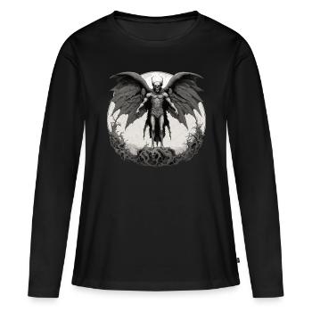 Mothman / Motte / Insekt / Fabelwesen / Flatterer - Frauen Premium Bio Langarmshirt - Schwarz - Vorne - Julia (174cm)