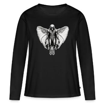 Mothman / Motte / Insekt / Fabelwesen / Flatterer - Frauen Premium Bio Langarmshirt - Schwarz - Vorne - Julia (174cm)