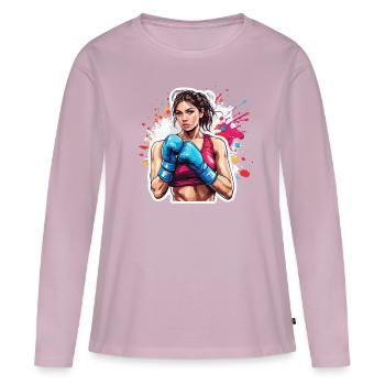 Boxer / Sports / Fight / Arena / Boxing Ring / Fists - Women's Premium Organic Long Sleeve Shirt - dusky pink - Front - Julia (174cm)