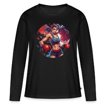 Boxer / Sports / Fight / Arena / Boxing Ring / Fists - Women's Premium Organic Long Sleeve Shirt - black - Front - Julia (174cm)