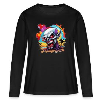 Vampir / Dracula / Blutsauger / Halloween / Mythos - Frauen Premium Bio Langarmshirt - Schwarz - Vorne - Julia (174cm)