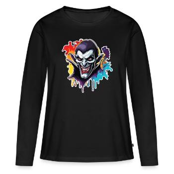 Vampir / Dracula / Blutsauger / Halloween / Mythos - Frauen Premium Bio Langarmshirt - Schwarz - Vorne - Julia (174cm)