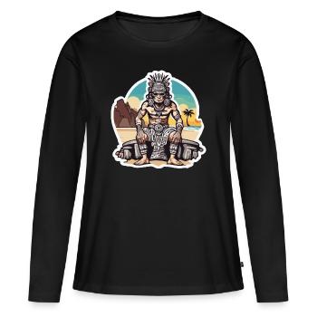 Maya / Haute Culture / Pérou / Calendrier Maya / Motif - T-shirt manches longues Premium bio Femme - noir - Devant - Julia (174cm)