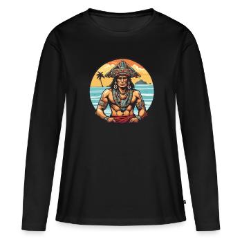 Maya / Haute Culture / Pérou / Calendrier Maya / Motif - T-shirt manches longues Premium bio Femme - noir - Devant - Julia (174cm)