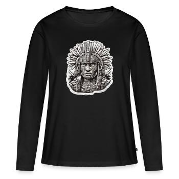 Maya / Haute Culture / Pérou / Calendrier Maya / Motif - T-shirt manches longues Premium bio Femme - noir - Devant - Julia (174cm)