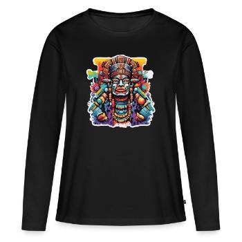Maya / Haute Culture / Pérou / Calendrier Maya / Motif - T-shirt manches longues Premium bio Femme - noir - Devant - Julia (174cm)