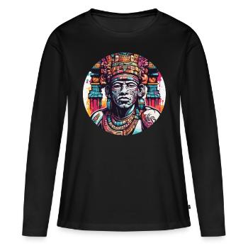 Maya / Haute Culture / Pérou / Calendrier Maya / Motif - T-shirt manches longues Premium bio Femme - noir - Devant - Julia (174cm)
