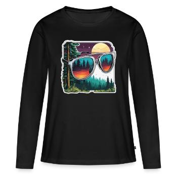 Sonnenbrille / Reflektion / Wald / Spiegelung - Frauen Premium Bio Langarmshirt - Schwarz - Vorne - Julia (174cm)