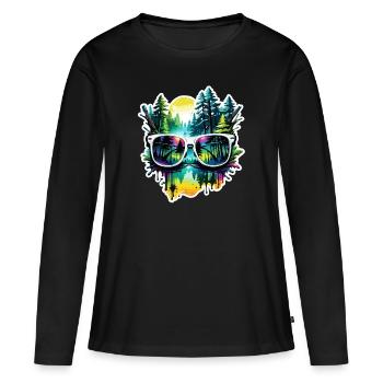 Sonnenbrille / Reflektion / Wald / Spiegelung - Frauen Premium Bio Langarmshirt - Schwarz - Vorne - Julia (174cm)