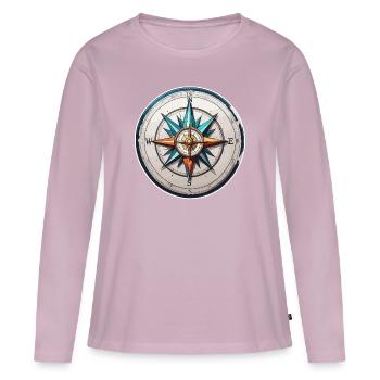 Kompass / Himmelsrichtung / Reisen / Survival - Frauen Premium Bio Langarmshirt - Altrosa - Vorne - Julia (174cm)