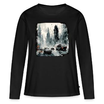 Apocalypse / Apocalypse / Destruction / Anarchie - T-shirt manches longues Premium bio Femme - noir - Devant - Julia (174cm)