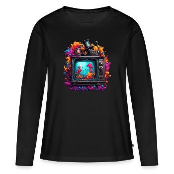 TV / Television / Analogue / Tube TV / Retro - Women's Premium Organic Long Sleeve Shirt - black - Front - Julia (174cm)