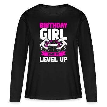 Gamer Geburtstag Time To Level Up Mädchen Kind - Frauen Premium Bio Langarmshirt - Schwarz - Vorne - Julia (174cm)