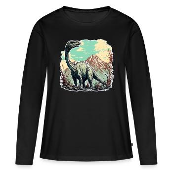Dinosaurier / Tier / Urzeit / Reptil / Jungs - Frauen Premium Bio Langarmshirt - Schwarz - Vorne - Julia (174cm)