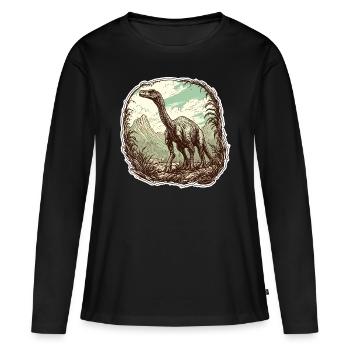 Dinosaurier / Tier / Urzeit / Reptil / Jungs - Frauen Premium Bio Langarmshirt - Schwarz - Vorne - Julia (174cm)