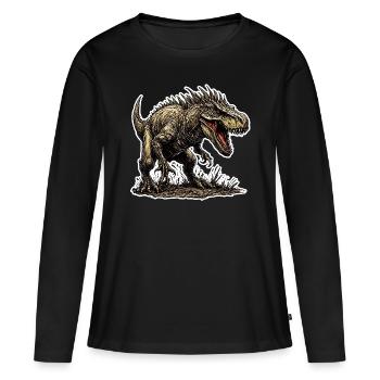 Dinosaurier / Tier / Urzeit / Reptil / Jungs - Frauen Premium Bio Langarmshirt - Schwarz - Vorne - Julia (174cm)