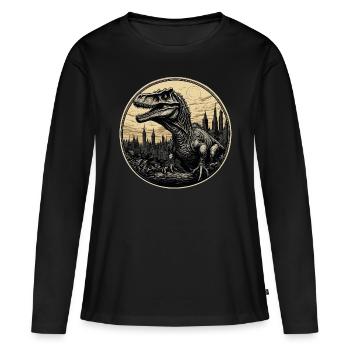 Dinosaurier / Tier / Urzeit / Reptil / Jungs - Frauen Premium Bio Langarmshirt - Schwarz - Vorne - Julia (174cm)