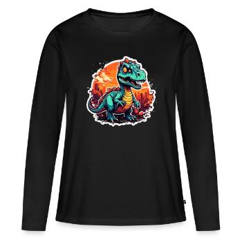 Dinosaurier / Tier / Urzeit / Reptil / Jungs - Frauen Premium Bio Langarmshirt - Schwarz - Vorne - Julia (174cm)