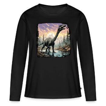 Dinosaurier / Tier / Urzeit / Reptil / Jungs - Frauen Premium Bio Langarmshirt - Schwarz - Vorne - Julia (174cm)