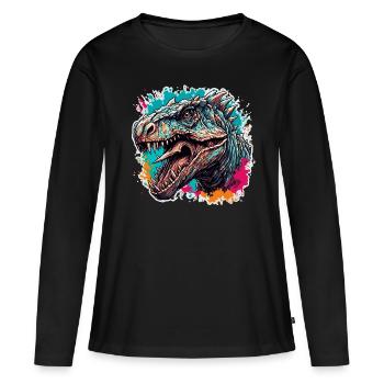 Dinosaurier / Tier / Urzeit / Reptil / Jungs - Frauen Premium Bio Langarmshirt - Schwarz - Vorne - Julia (174cm)